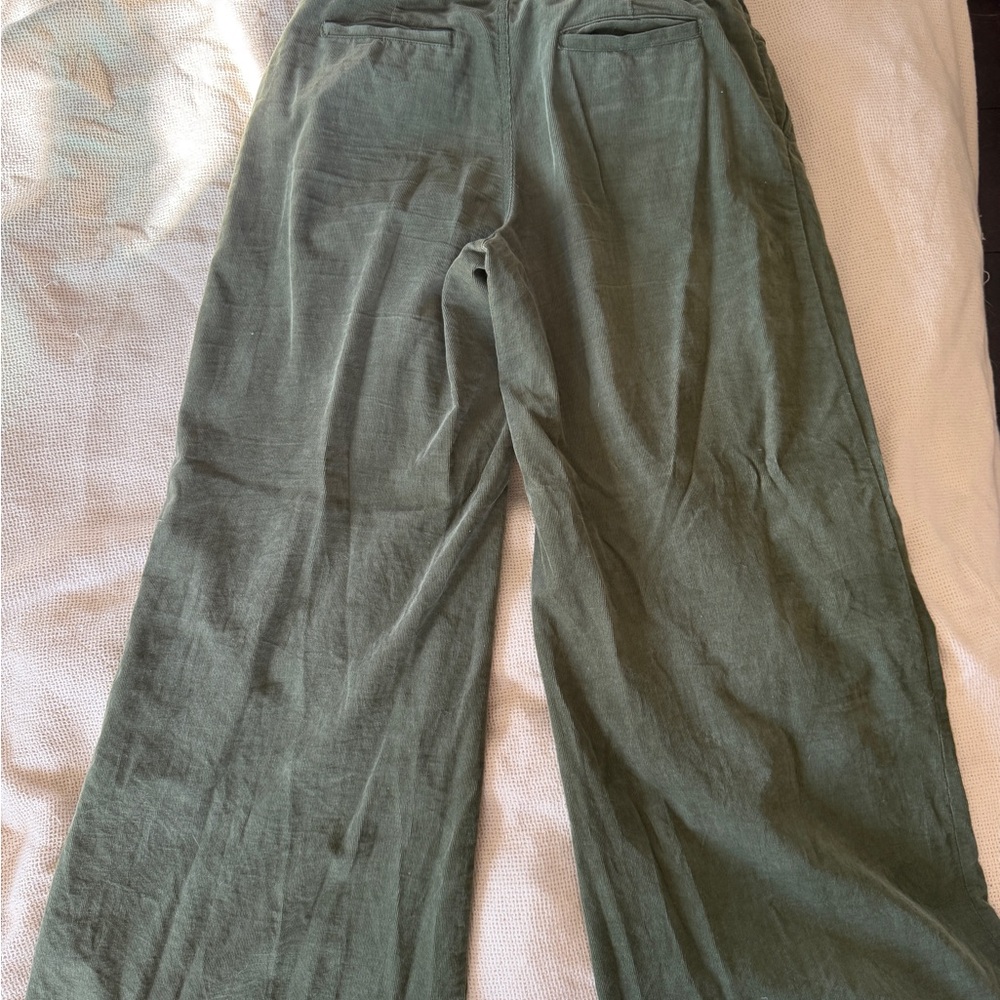 Anthropologie Olive Wide-Leg Corduroy  Pants - Picture 3 of 7